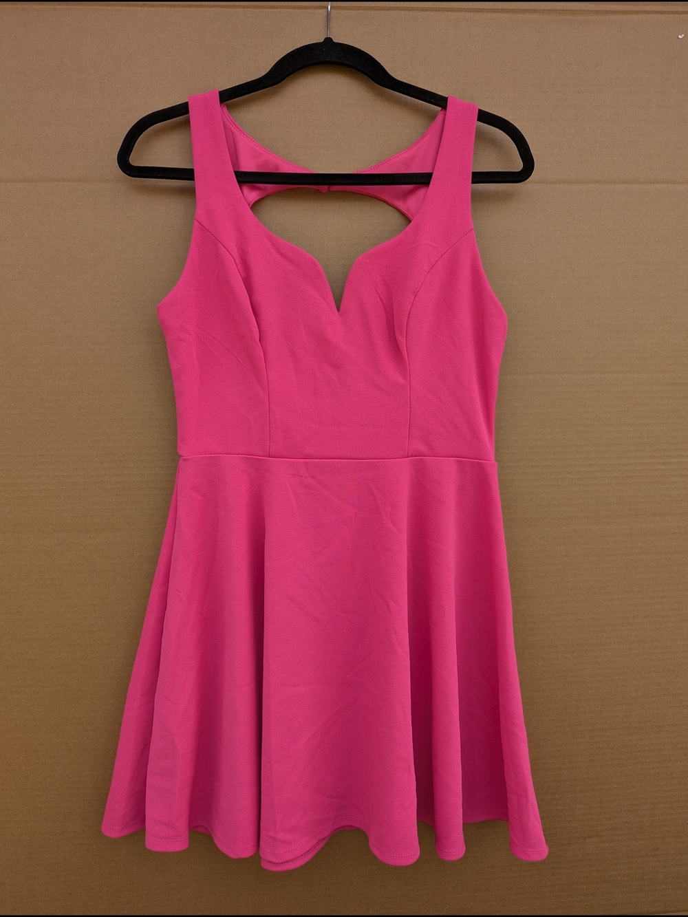 B. Smart Fit Flare Skater Dress Cutout Sweetheart Party Mini Hot Pink 9 Coquette